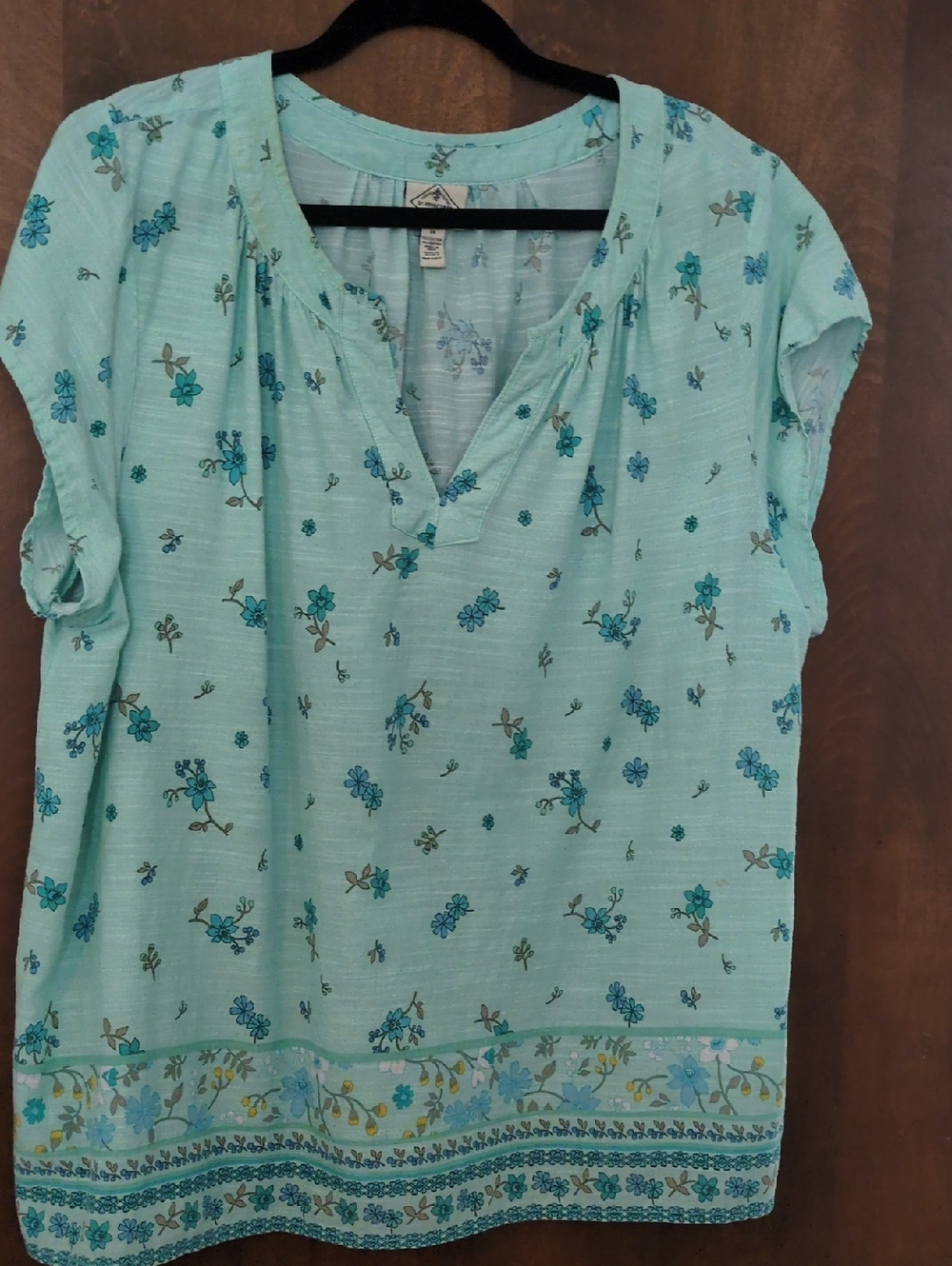 St. John's Bay Mint Floral Short-Sleeve Tunic